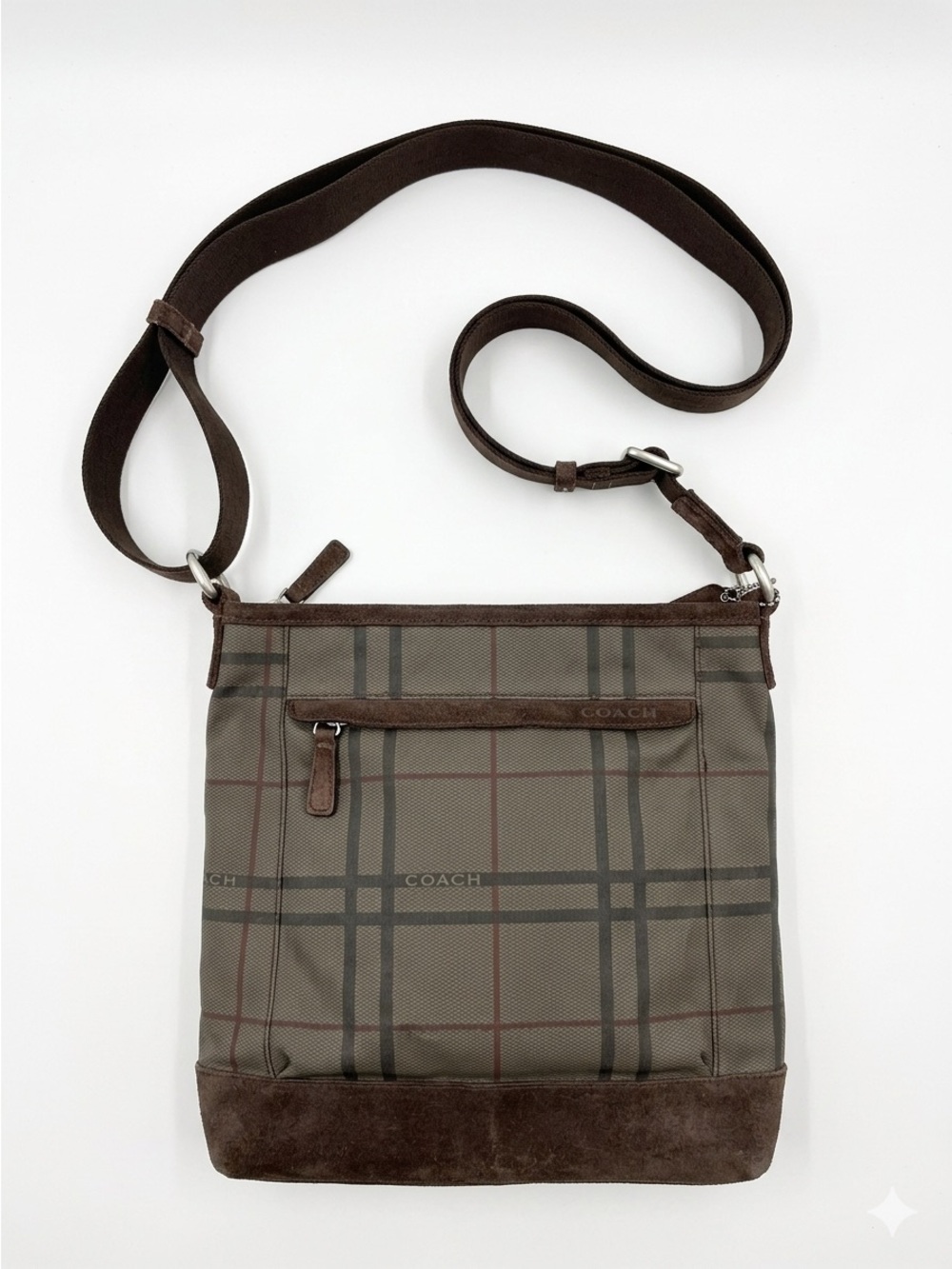 Coach Crossbody Messenger Bag Canvas Brown Stripes